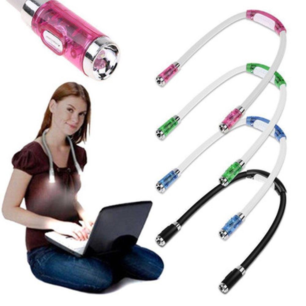 portable 4 LED Hands Free 3 Brightness Levels hanging Flexible Adjustable LED Book Light Neck Hug Light Reading Light
