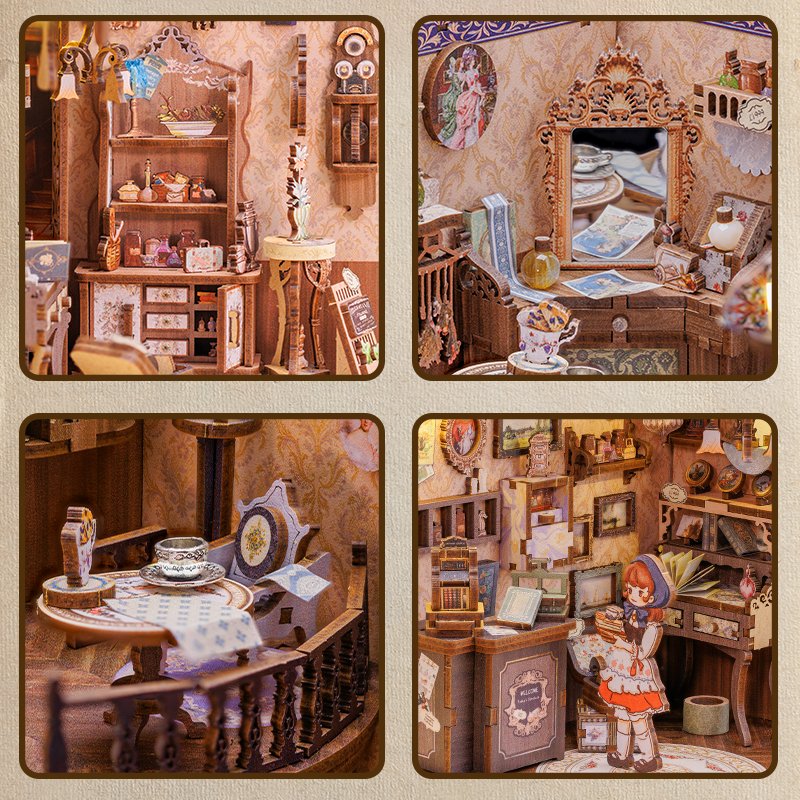 Cutebee DIY Crafts 3D Wooden Puzzle Touch Sensor on Led Light Night Light Grandfather's Antiques Store Book Nook Kit