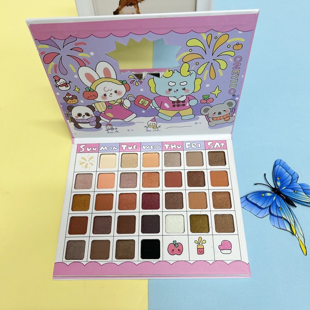 Wholesale cute eyeshadow palette book Vegan glitter High pigment maquillaje multichrome Custom Eyeshadow primer Makeup set