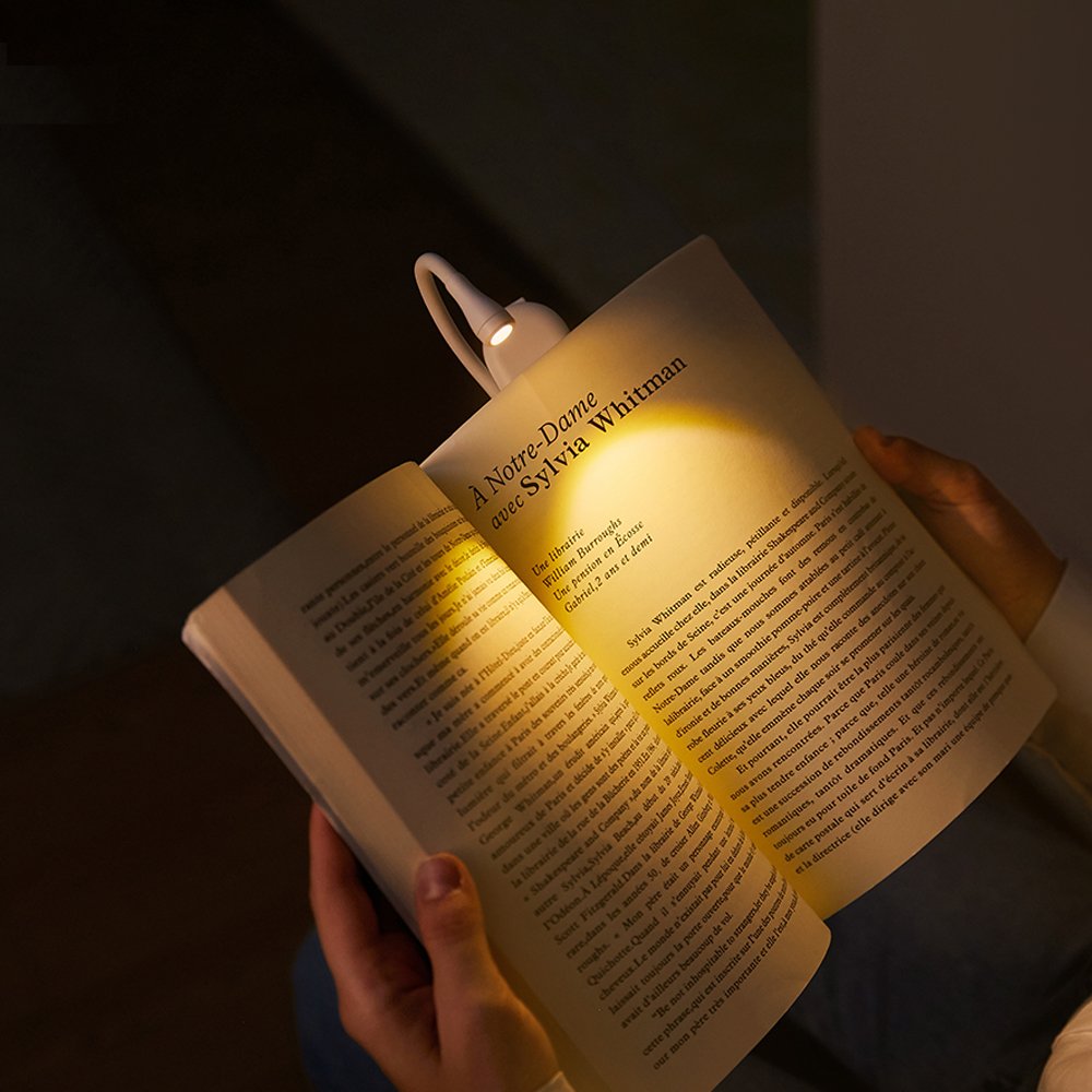 USB Rechargeable LED Night Bed Flexible Neck Modern Mini Book Reading Lights Bedroom Office School Available Black White ABS