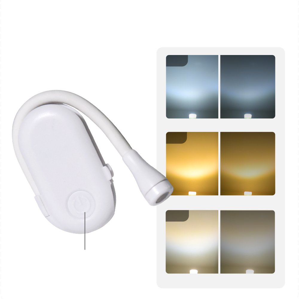 USB Rechargeable LED Night Bed Flexible Neck Modern Mini Book Reading Lights Bedroom Office School Available Black White ABS