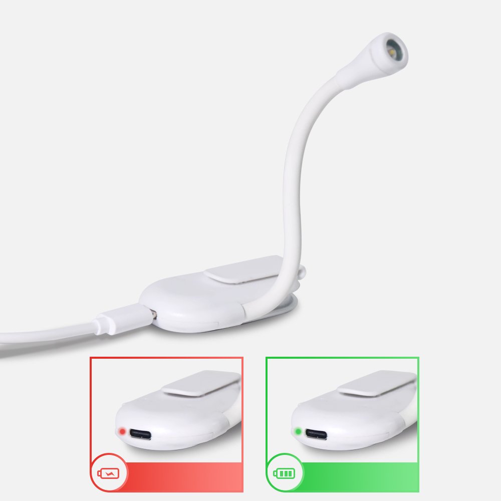 USB Rechargeable LED Night Bed Flexible Neck Modern Mini Book Reading Lights Bedroom Office School Available Black White ABS