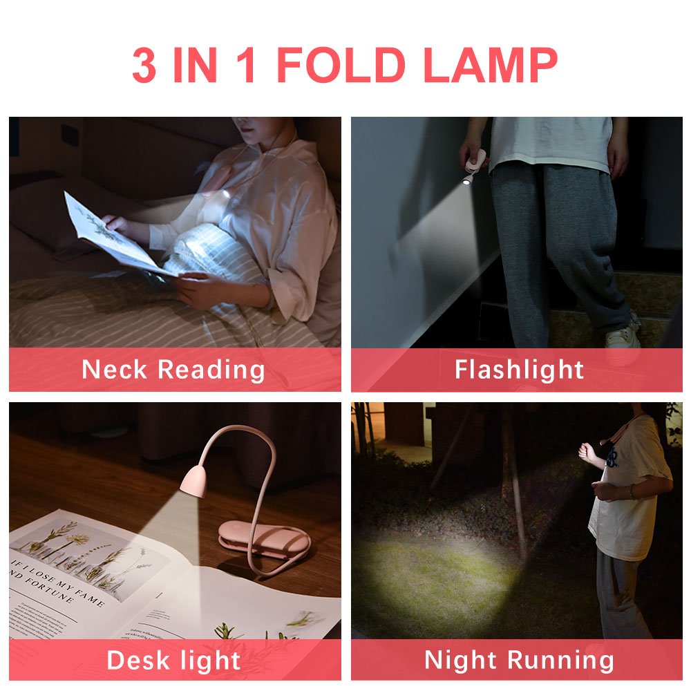 Innovative Products 2024 Portable Long Lasting Silicone Hanging Strap Led Neck Reading Lights Book Lamp