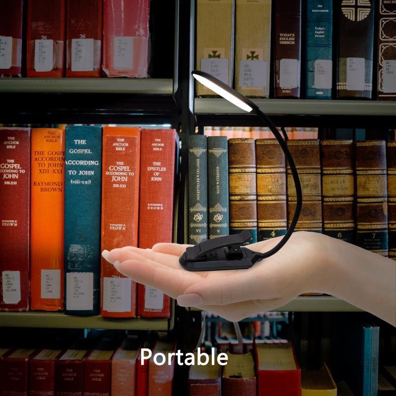 Rechargeable LED Book Light Portable Clip On Reading Table Lamp Night Light with Clamp for Kids Gooseneck Eye Protection