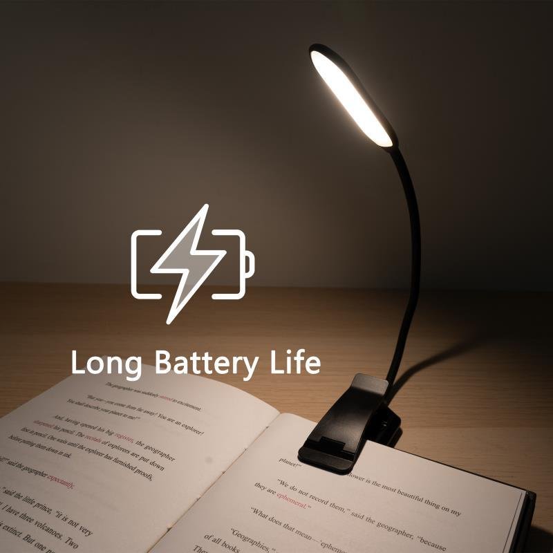 Rechargeable LED Book Light Portable Clip On Reading Table Lamp Night Light with Clamp for Kids Gooseneck Eye Protection