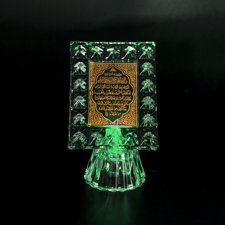 Factory Direct Sale Muslim Crystal Quran Book Decoration Custom logo Islamic gifts Crystal Quran Book With LED light Base