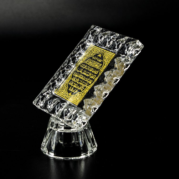 Factory Direct Sale Muslim Crystal Quran Book Decoration Custom logo Islamic gifts Crystal Quran Book With LED light Base