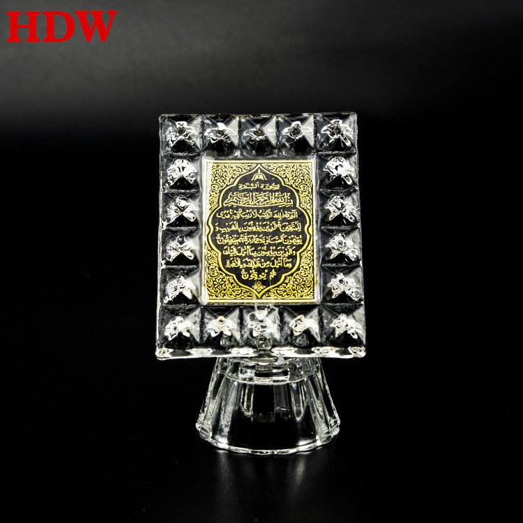 Factory Direct Sale Muslim Crystal Quran Book Decoration Custom logo Islamic gifts Crystal Quran Book With LED light Base