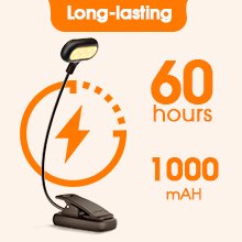 LOHAS Children Kids Clip On Book Reading Lamp Dimmable Led USB Rechargeable Read Light Book LED For Reading