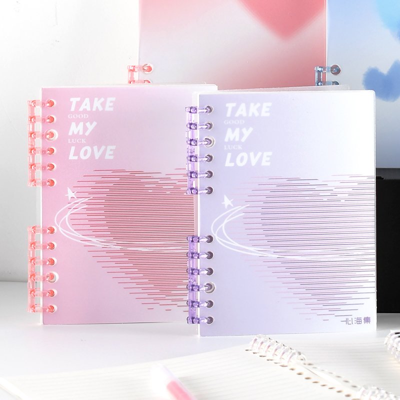 Minimalist Gradient 6-Rings Loose-Leaf A6 Notebook Heart Series For School Organizer with Hot Sales Style