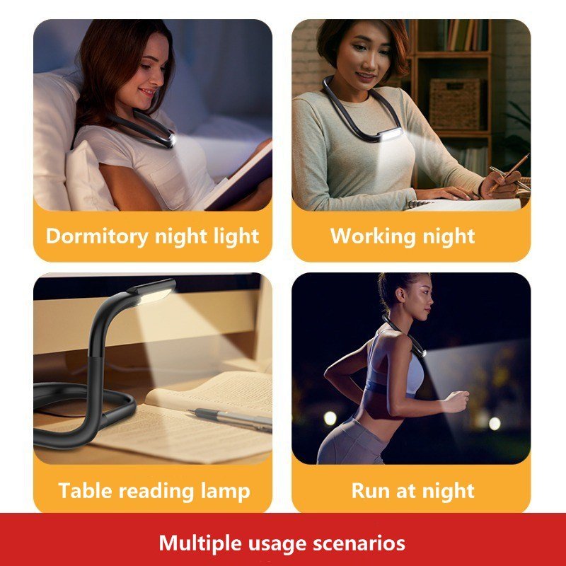 LED Portable Hanging Flexible Soft Silicone Arms Neck Reading Light Rechargeable 3 Colors Book Lights Eye Protection Desk lamp