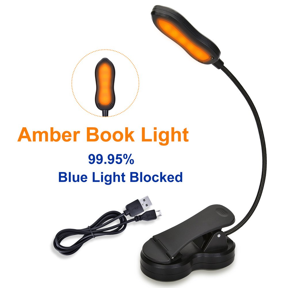 Clip on Book Lamp, Blue Light Blocking, 3 Brightness Eye Care Sleep Aid Lights, Amber Book Light for Kids and Kindle