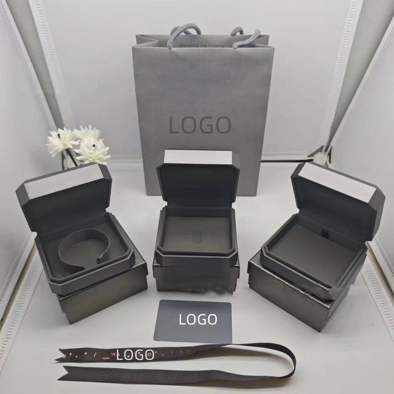 Miasska Luxury Designer Jewelry Box with Lights 1:1 With Picture Book Tote Bag Necklace box Bracelet box Earring box