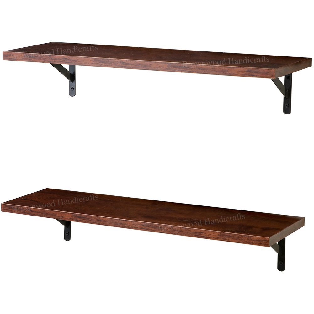 Premium Quality Pine Wood Wall Shelves Set of 3 From Indian Manufacturer & Exporter Wooden Wall Shelf Sets wIth Metal Stand