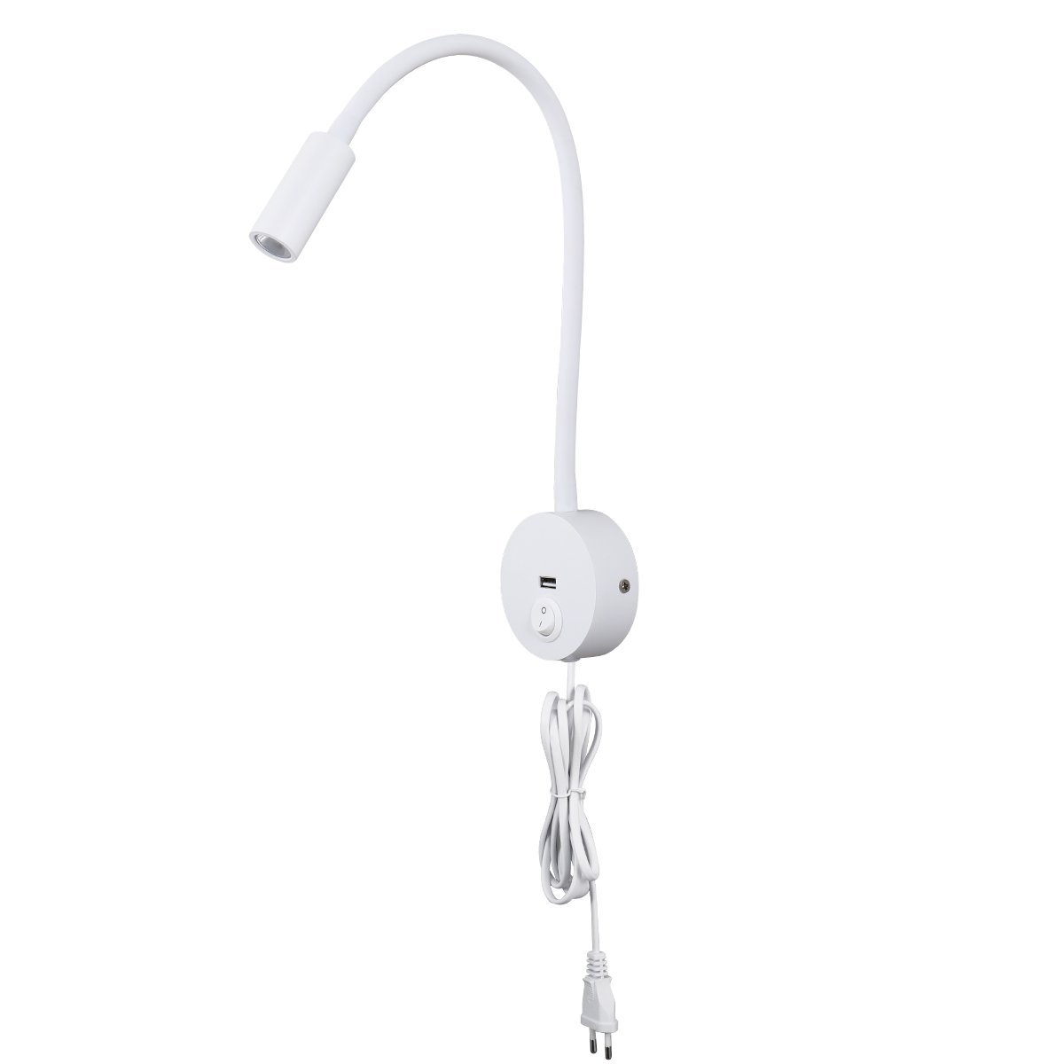New Wall led lamp with EU/US/UK plug 3W White Flexible Gooseneck bedroom bedside reading lights book light for reading in bed