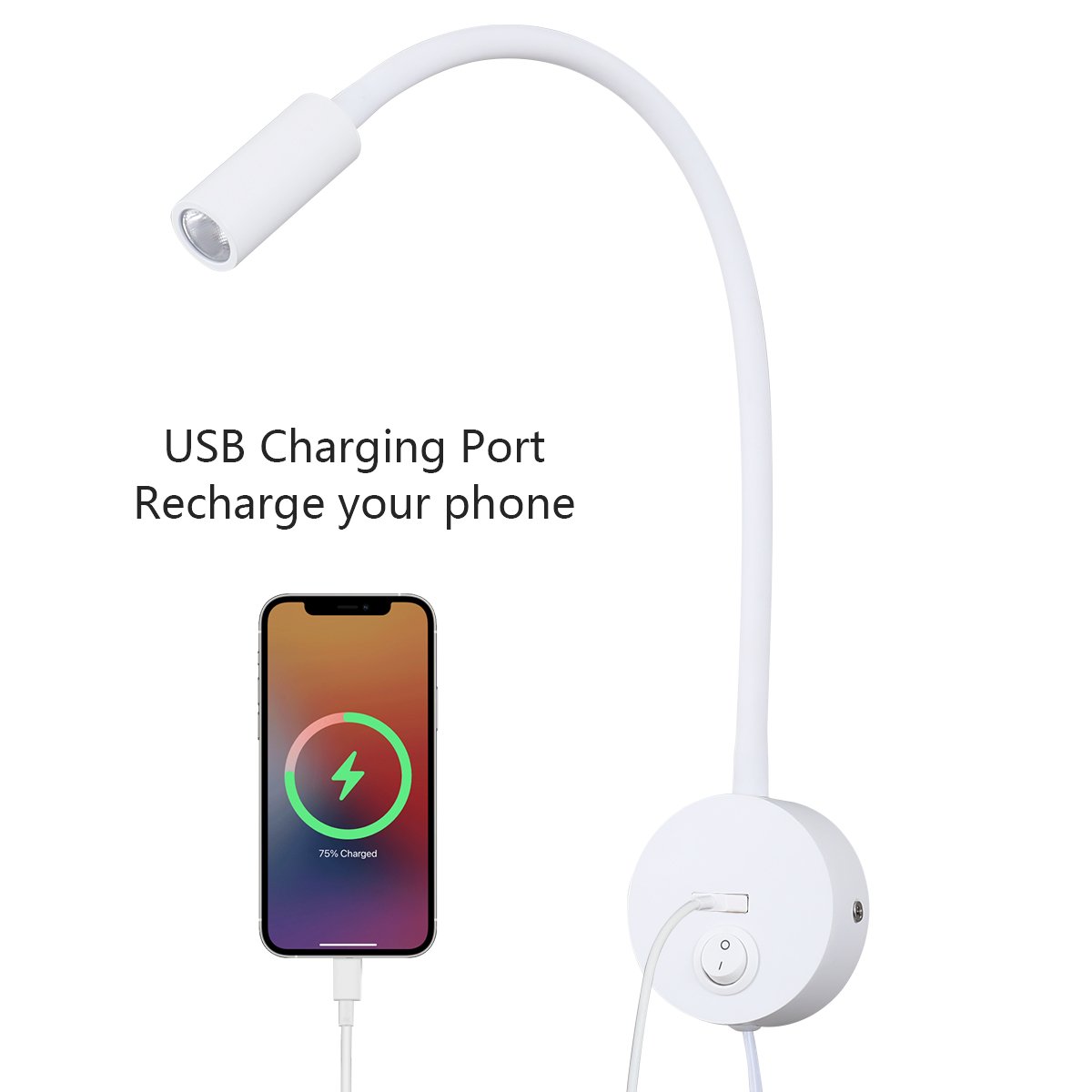 New Wall led lamp with EU/US/UK plug 3W White Flexible Gooseneck bedroom bedside reading lights book light for reading in bed