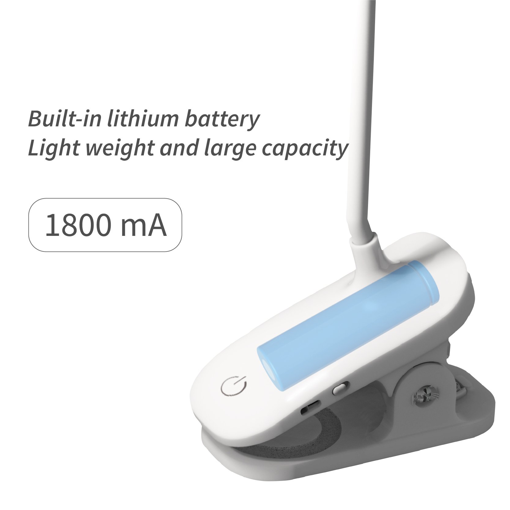 Clip-on and Stand-up Reading Lamp Dimmable LED Night Light USB Charging Portable Flexible Adjustable Study Lamp Battery Plastic