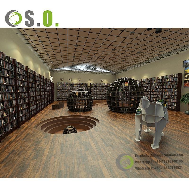 Modern Book Store Furniture Wooden Multi-storey Bookshelves Library Bookcase
