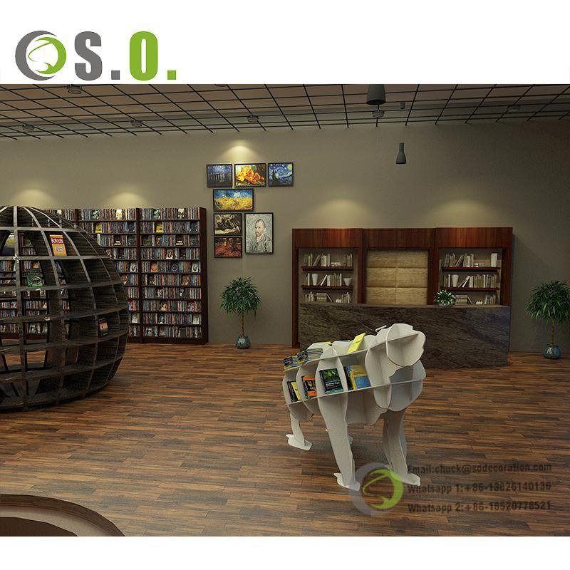Modern Book Store Furniture Wooden Multi-storey Bookshelves Library Bookcase