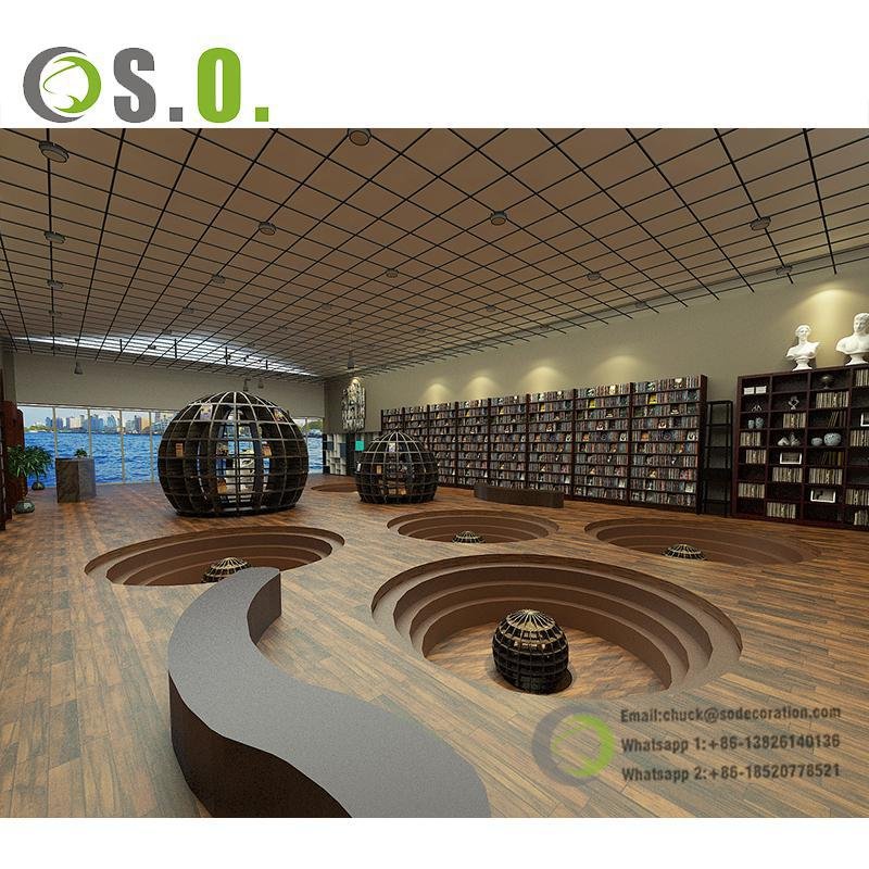 Modern Book Store Furniture Wooden Multi-storey Bookshelves Library Bookcase