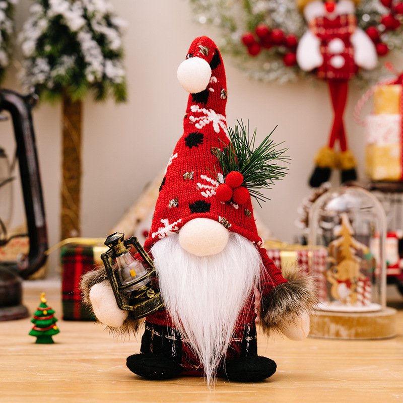 Faceless Light Up Gnomes Plush Figurine Doll Xmas Ornaments Knitted Curved Hat Crutch dwarf vintage Christmas Party Home Decor