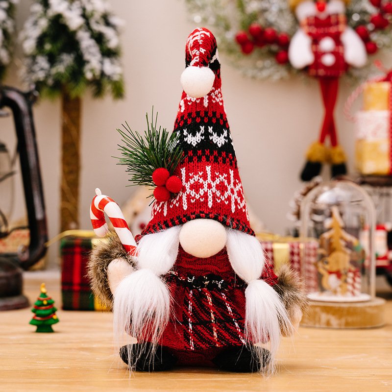 Faceless Light Up Gnomes Plush Figurine Doll Xmas Ornaments Knitted Curved Hat Crutch dwarf vintage Christmas Party Home Decor