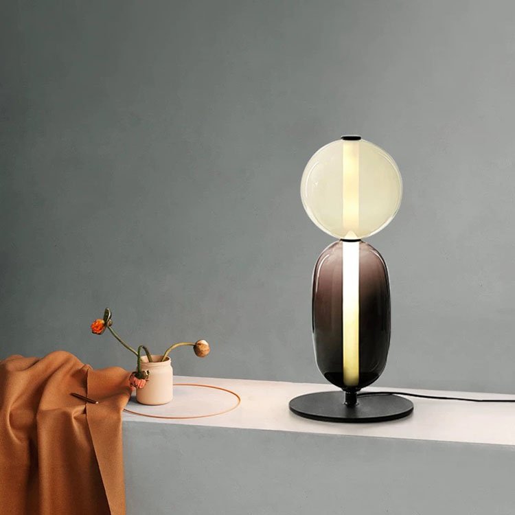 Glass Table Lamps Luxury Modern Decorative 3000K Smoke Glass Brass Table Lamp