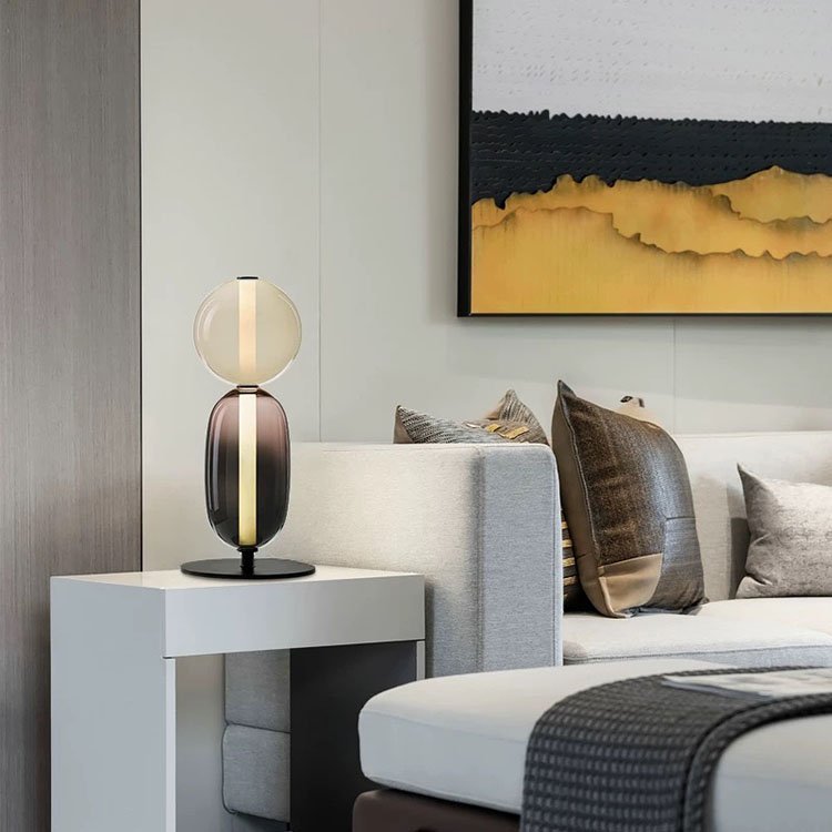 Glass Table Lamps Luxury Modern Decorative 3000K Smoke Glass Brass Table Lamp