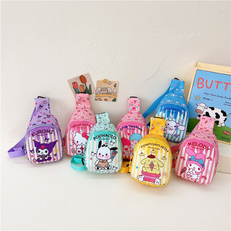 2024 Children's Cartoon Chest Bag Boys and girls travel snacks Bag Cartoon printed one-shoulder diagonal backpack