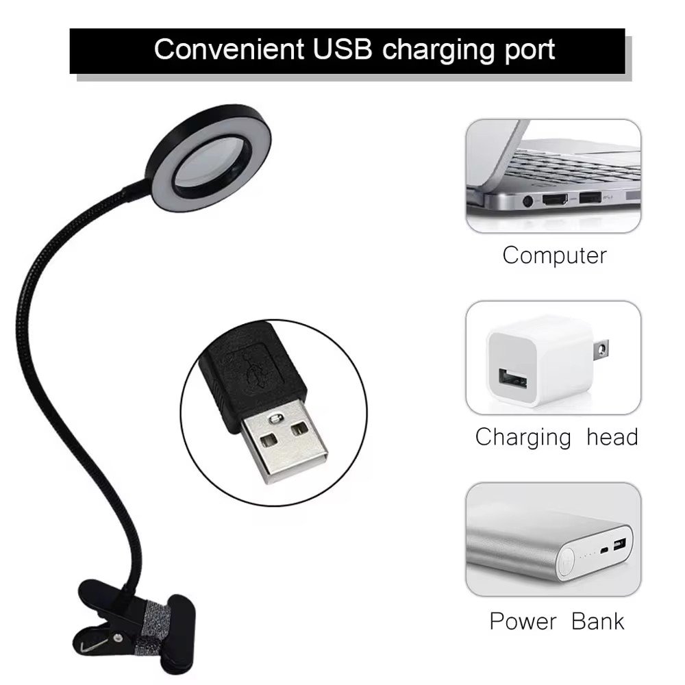 New Style USB Book Light Clip Desk Lamp 48 LED Reading Light 3 Color Mode 10 Brightness Dimmer Flexible Gooseneck Bed Night Lamp