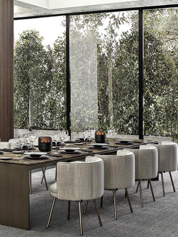 Light luxury Italian hotel villa dining chair modern designer single negotiation book chair dining chair