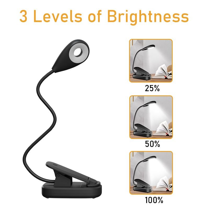 3 Colors Book light Round Dimmable Clip 12 LED Reading Book Lamp
