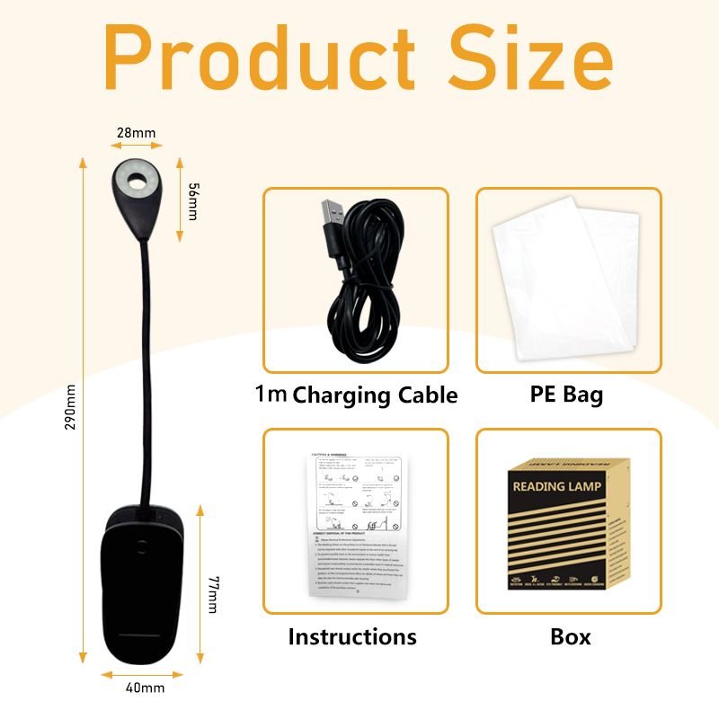 3 Colors Book light Round Dimmable Clip 12 LED Reading Book Lamp
