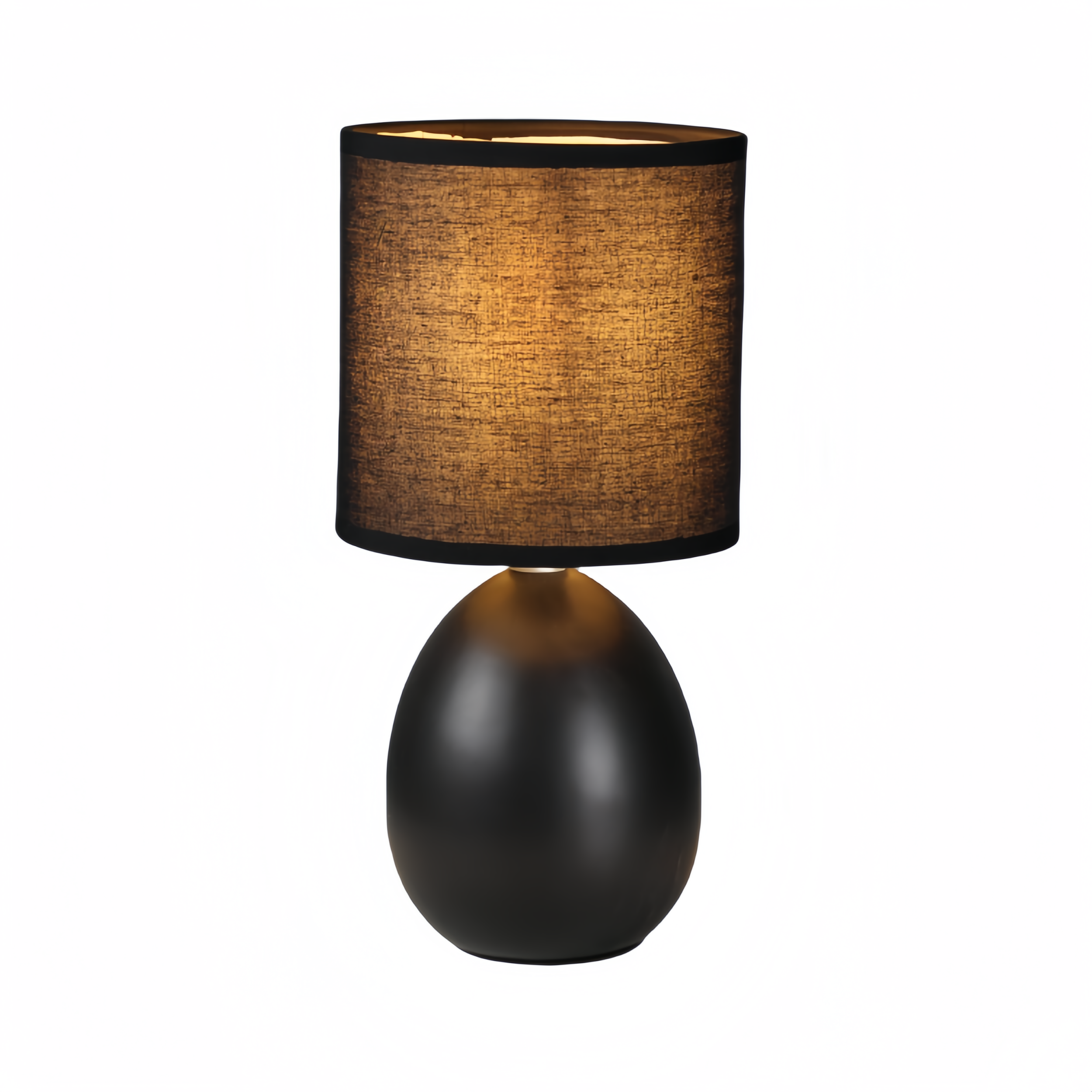 Customized little standard book light black egg ceramic base with Hand Crafted Fabric Lampshade bedroom lamps for home