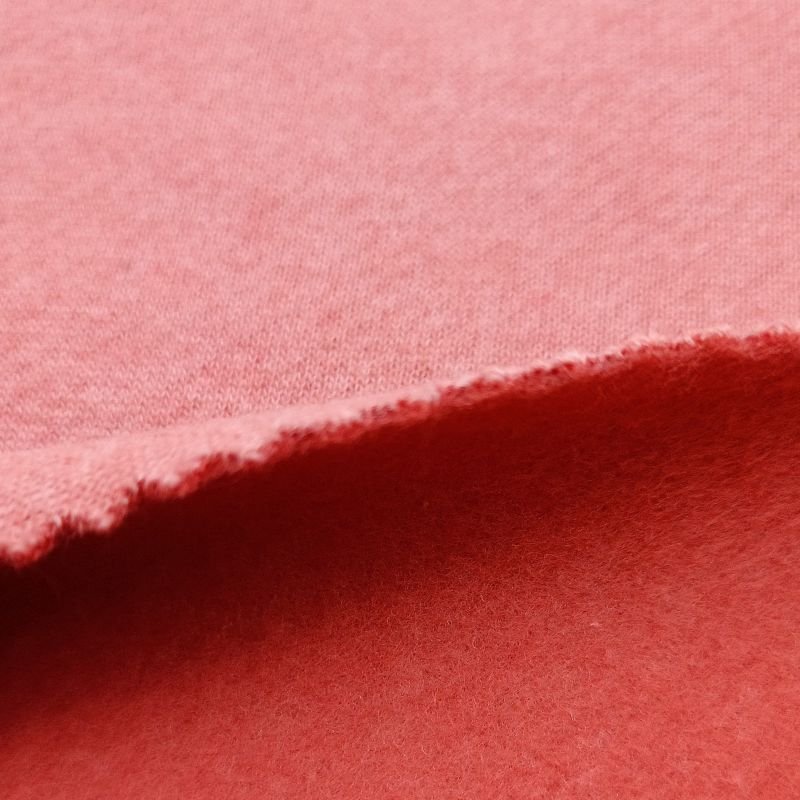Light Red Color French Terry Cotton Fabric 65% Cotton 35% Polyester Blended Fabric Winter Clothing Brushed Fleece Knitted Terry