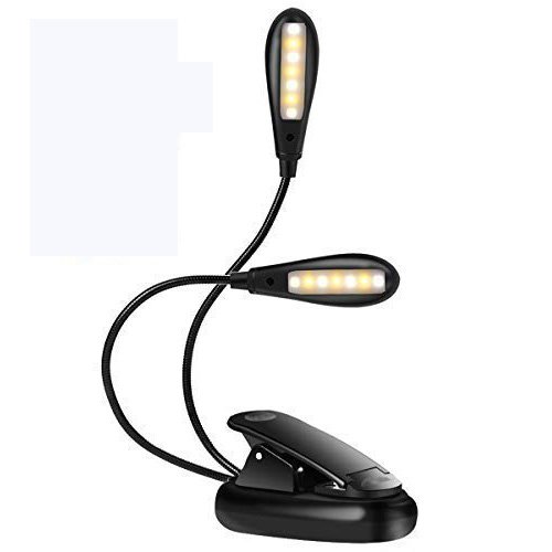 Reading Light 14 LED USB Rechargeable and Eye-Care Book Light, Flexible Clip Reading Lamp in Bed Music Stand Light Night