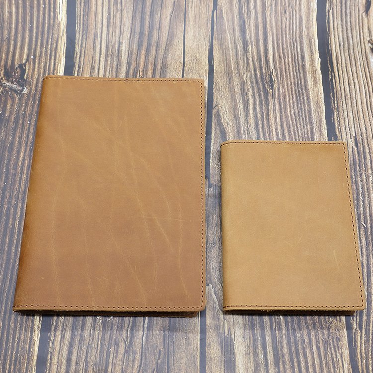 Custom A5 Book Cover Vintage Travellers Real Leather Notebook Case Handmade Diary Genuine Leather Journal with Pocket
