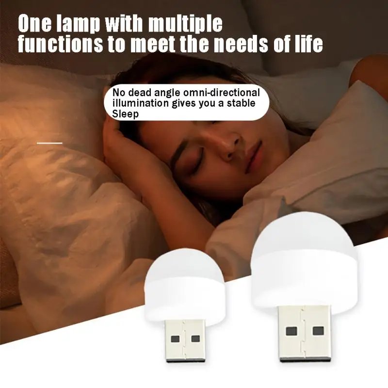 Night Light Mini LED Night Light USB Plug Lamp USB Book Lights Small Round Reading Eye Protection Lamps