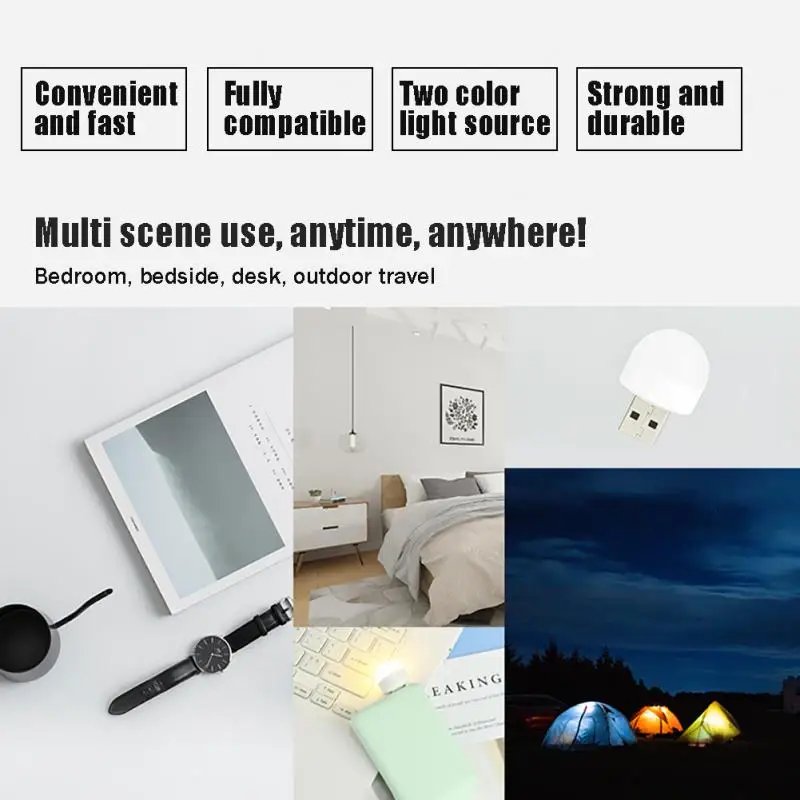Night Light Mini LED Night Light USB Plug Lamp USB Book Lights Small Round Reading Eye Protection Lamps