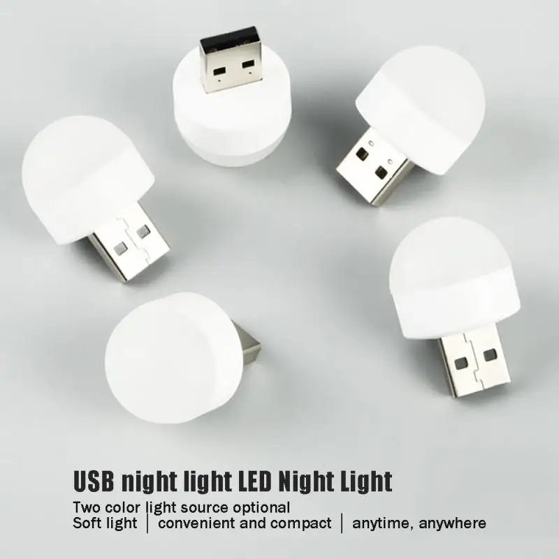 Night Light Mini LED Night Light USB Plug Lamp USB Book Lights Small Round Reading Eye Protection Lamps