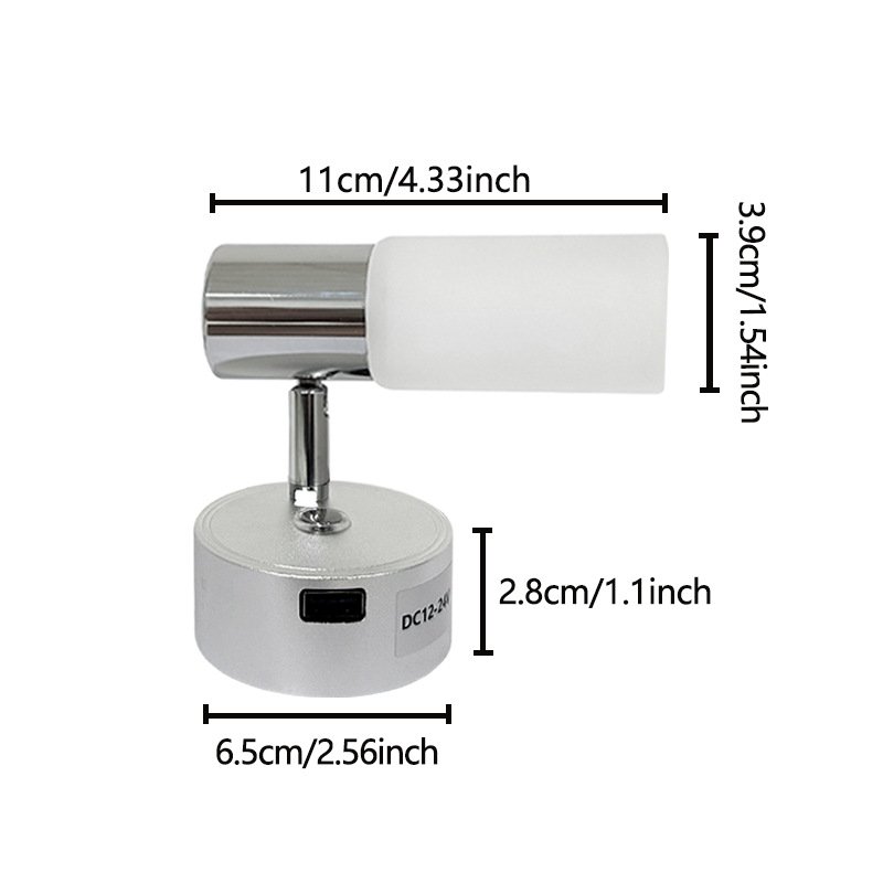 12V LED Reading Light Wall Mount USB Interior Bedside Book Map Lamp for Boat RV