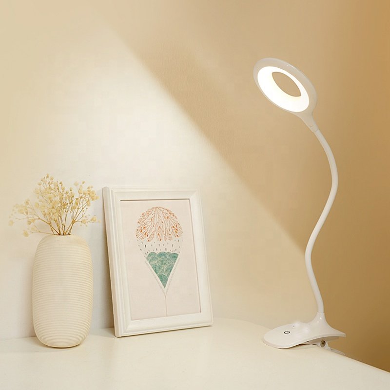 Hot selling modern portable adjustable goose neck flexible mini book reading clip desk reading light