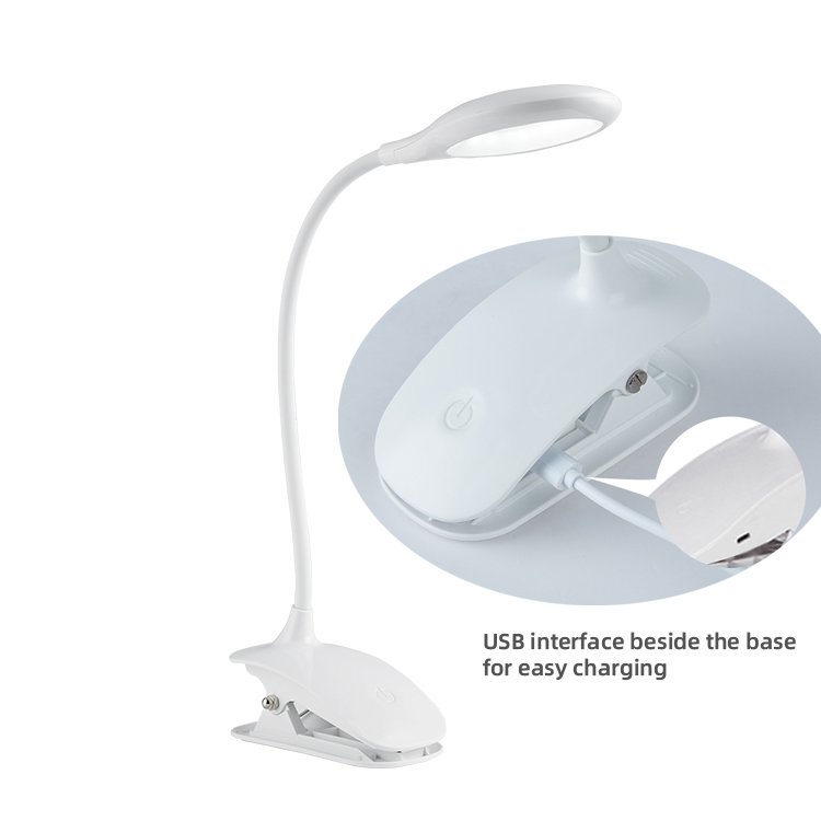 Hot selling modern portable adjustable goose neck flexible mini book reading clip desk reading light