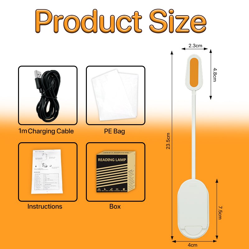 3 Brightness Levels USB Rechargeable Clip on LED Book Lights USB Music Stand Book Light