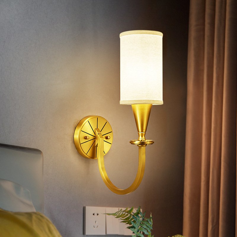 American Modern Style Wall Lamp Gold Copper LED Wall Light Living Room Corridor Book Room Restaurant Kitchen Decor