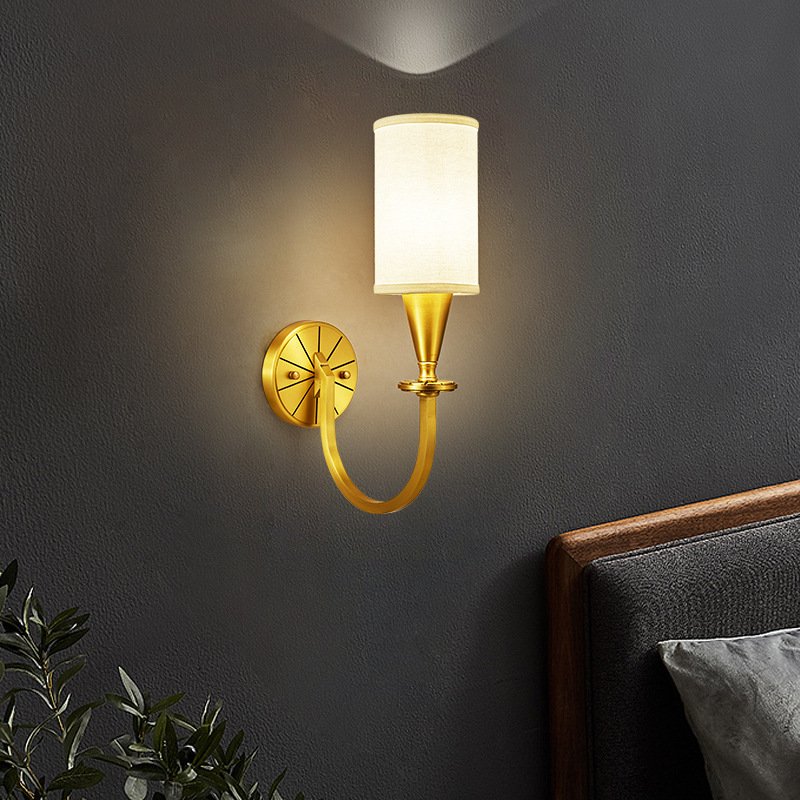 American Modern Style Wall Lamp Gold Copper LED Wall Light Living Room Corridor Book Room Restaurant Kitchen Decor