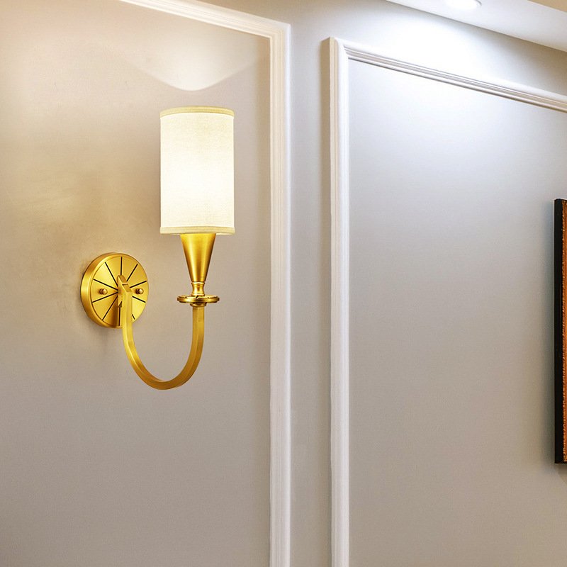 American Modern Style Wall Lamp Gold Copper LED Wall Light Living Room Corridor Book Room Restaurant Kitchen Decor