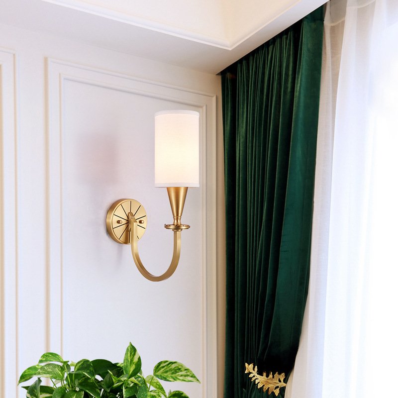 American Modern Style Wall Lamp Gold Copper LED Wall Light Living Room Corridor Book Room Restaurant Kitchen Decor