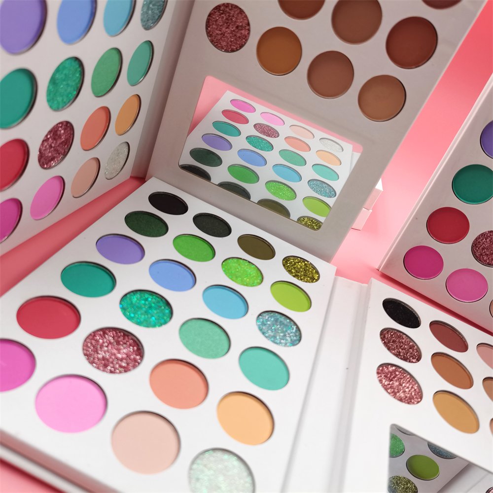 Wholesale Cosmetics Eyeshadow Palette Book Makeup Eye Shadow Palette Private Label Matte Shimmer Glitter Vegan Eyeshadow Palette