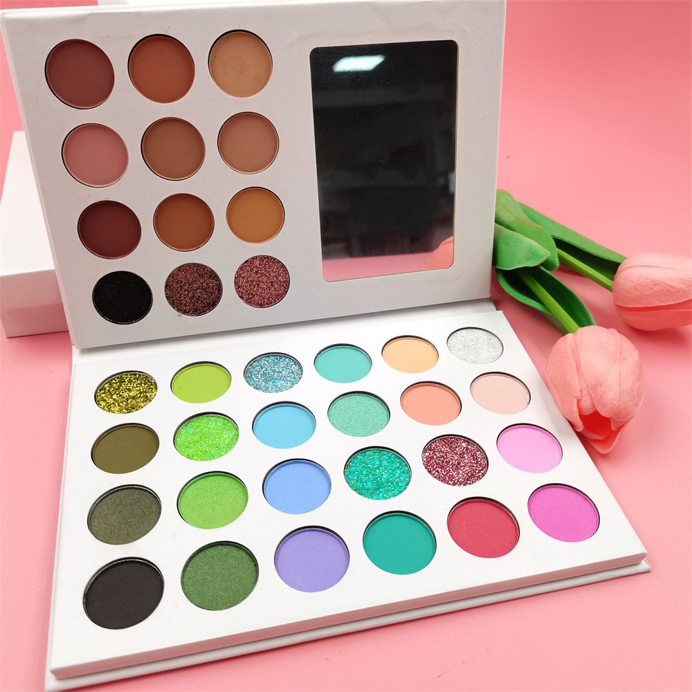 Wholesale Cosmetics Eyeshadow Palette Book Makeup Eye Shadow Palette Private Label Matte Shimmer Glitter Vegan Eyeshadow Palette